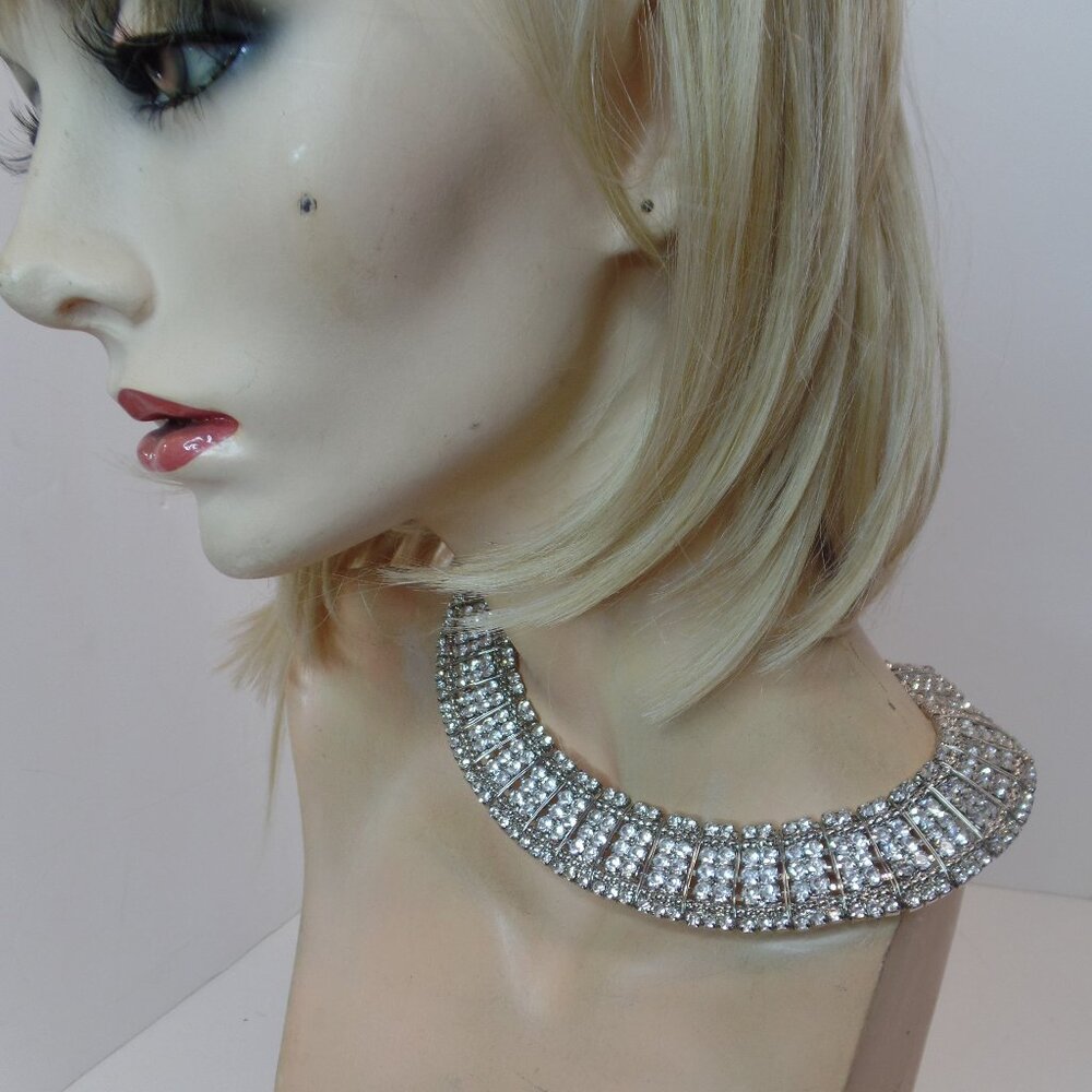 Fabulous Blinged Out Choker Coller Necklace Adj to 14" W Apx 1" Thick W Bling!
